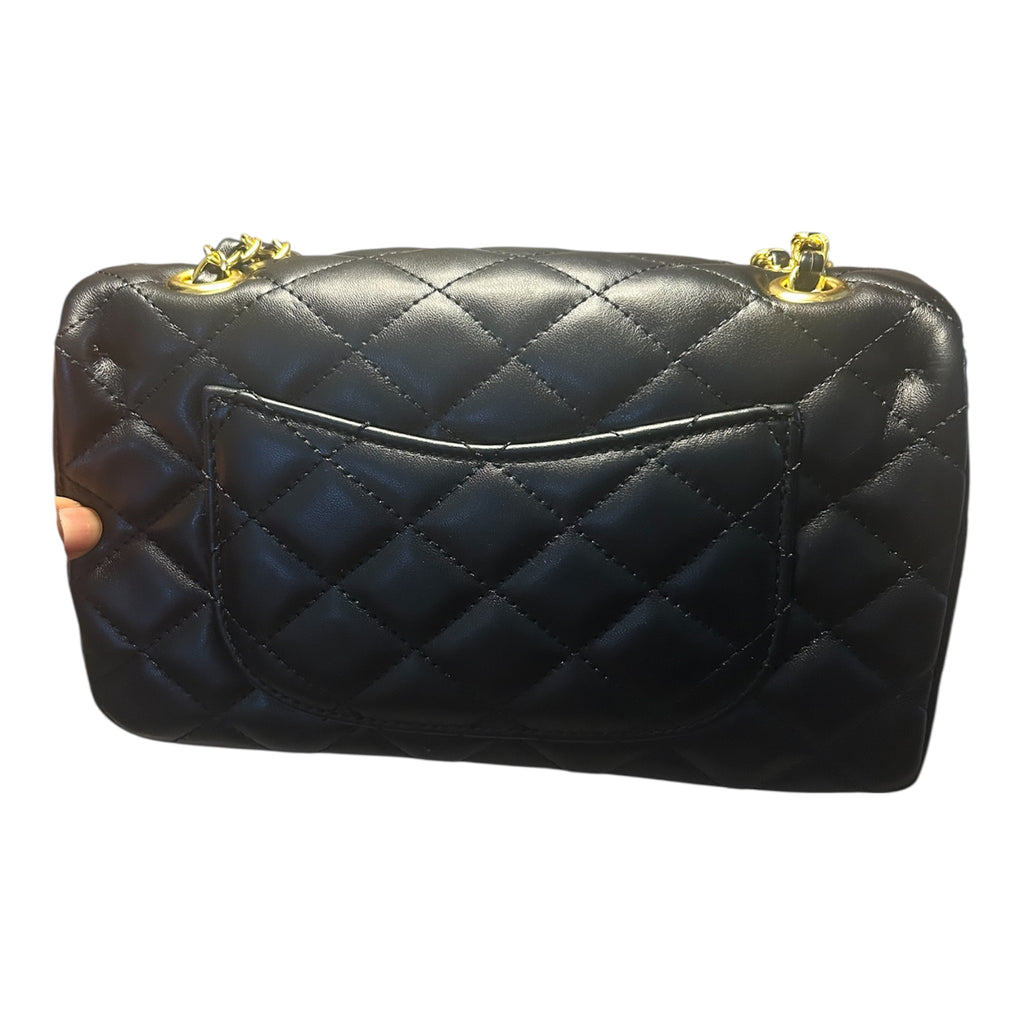 Black Quilted Chain Shoulder Bag Designer Style