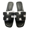 Women Black Leather Sandals – Size 40 – Fashion Slide