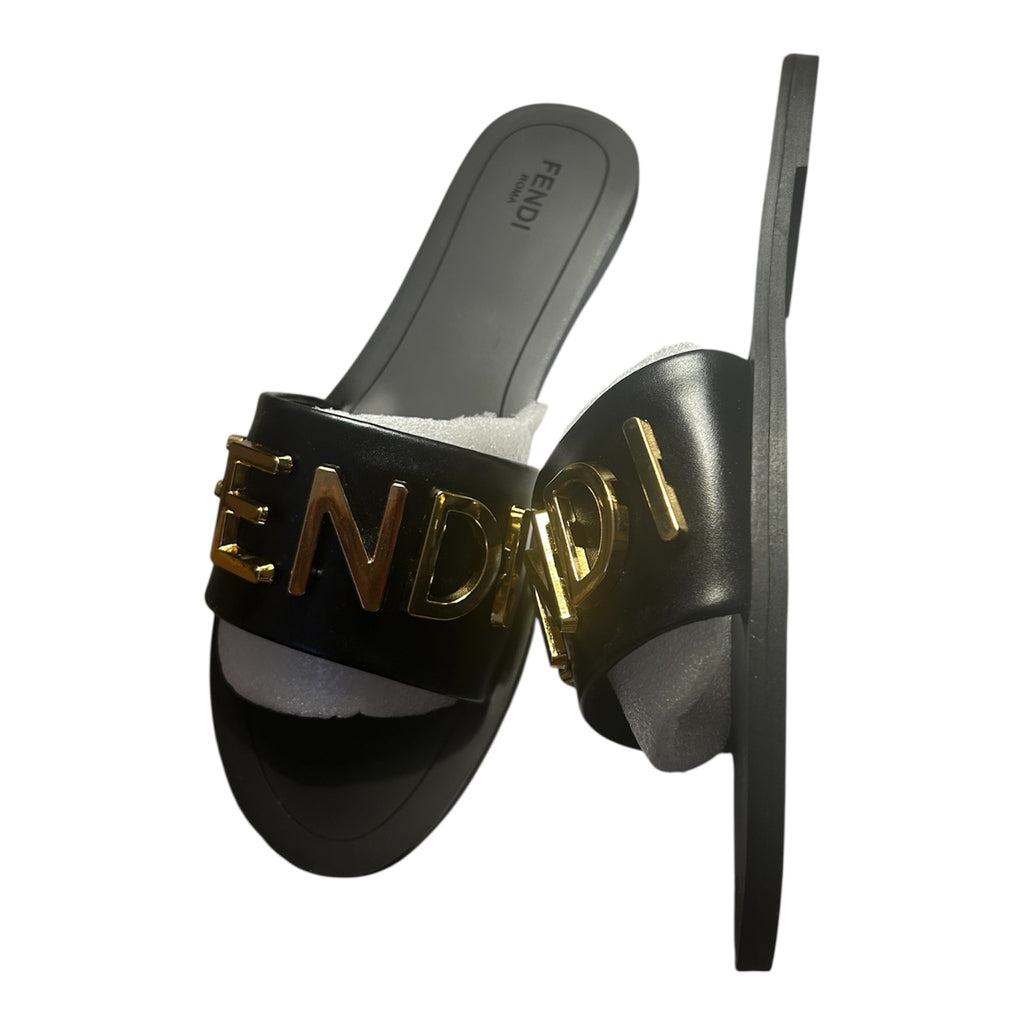 Fendi Style Black Slide Sandals Women – Size 40 – Luxury Fashion