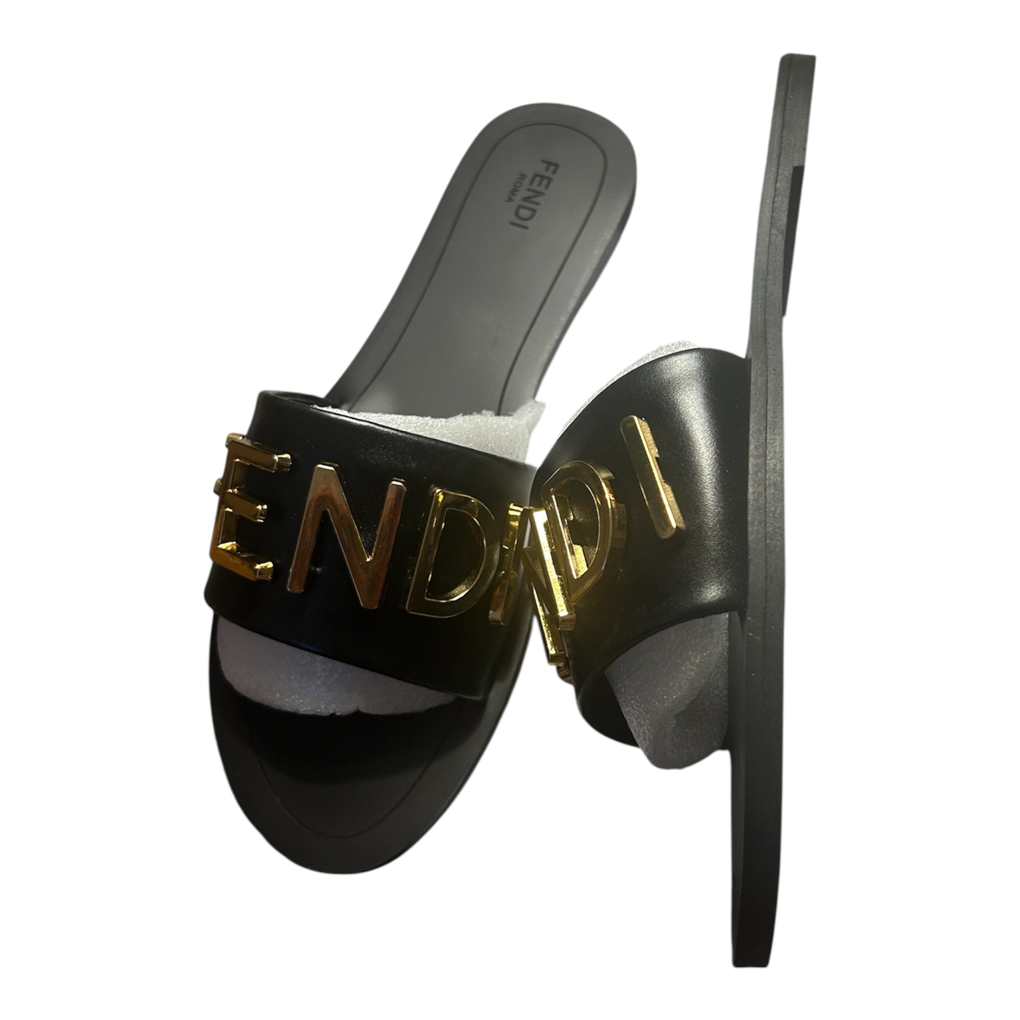 Fendi Style Black Slide Sandals Women – Size 40 – Luxury Fashion