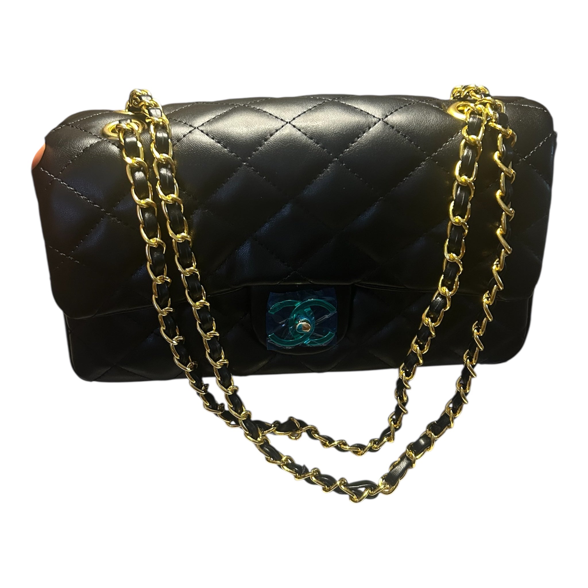 Black Quilted Chain Shoulder Bag Designer Style